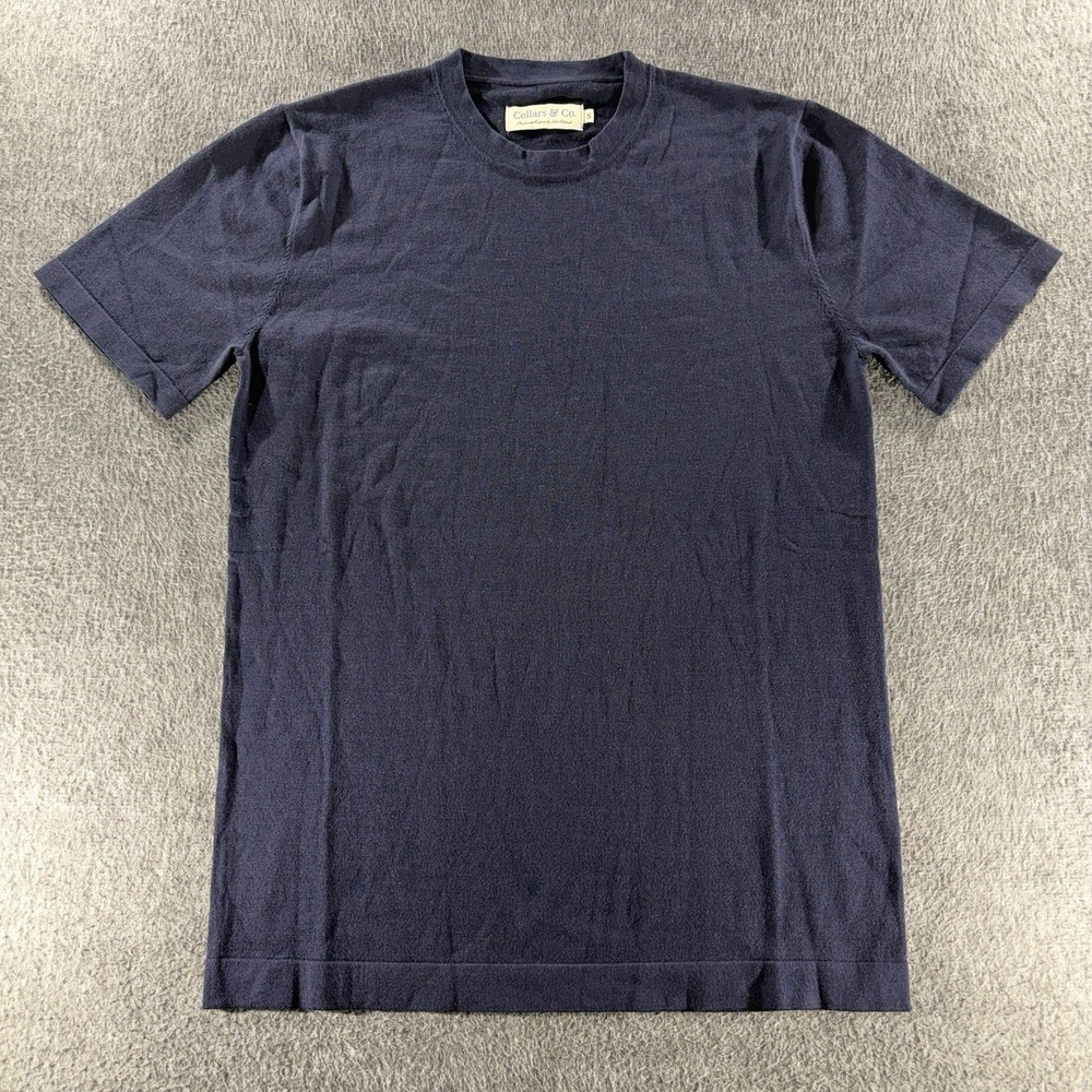 Men's Collars & Co Premium Cotton and Silk Blend T Shirt Blue Small